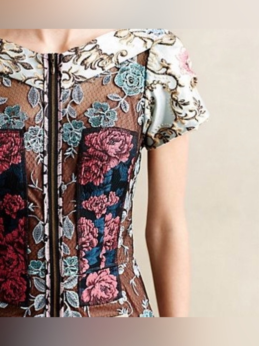 Beguile By Byron Lars Pierced Brocade Dress With BELT Sz 6 - Picture 6 of 9